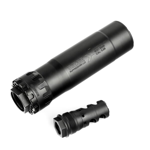 SIEGE SUPPRESSORS ROC556K - w/ STRONGHOLD HUB ADAPTER & DEFENDER 2 PORT MUZZLE BRAKE